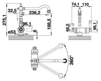 Смеситель для кухни Blanco Sora 524218 Полированная латунь — фото 3, Смесители для кухни