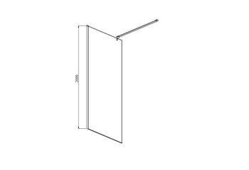 AQ WIW 09020CH Душевая перегородка Walk in с держателем 900x2000 профиль хром, стекло прозрачное (ст — фото 2, Душевые перегородки