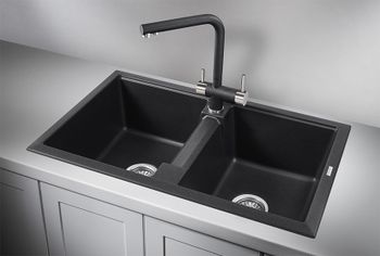 Granula-8101, ЧЁРНЫЙ, кухонная мойка, кварц — фото 2, Кухонные мойки