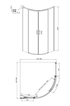 Душевой уголок Ambassador Queen 90х90 11011201Black профиль Черный стекло прозрачное — фото 5, Душевые уголки четверть круга