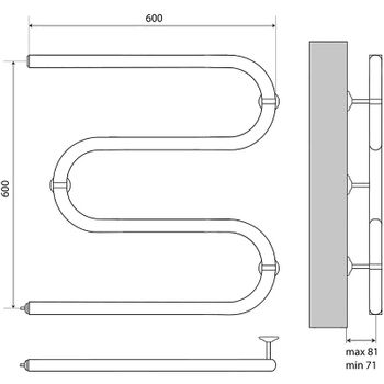 Электрический полотенцесушитель Melodia della vita Simple Electro М-образный 60х60 MTRSPE6060 Полиро — фото 2, Электрические полотенцесушители