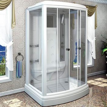 Душевая кабина Radomir Диана 3 140x108 1-05-1-0-0-0660 с баней профиль Белый стекло прозрачное — фото 1, Душевые кабины