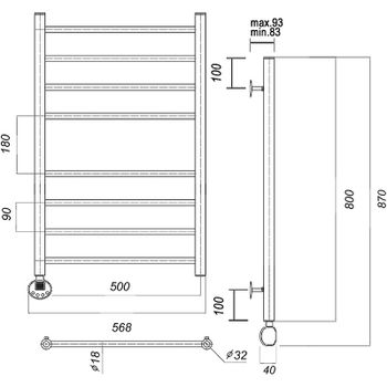 Электрический полотенцесушитель Domoterm Медея П8 500x800 EL Хром — фото 3, Электрические полотенцесушители