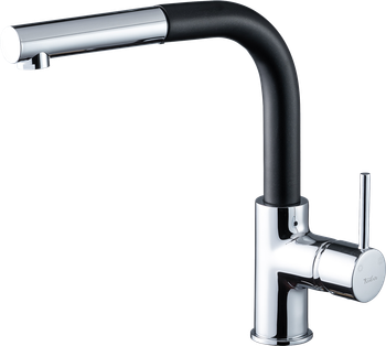 Rivelato Смеситель для кухни Ledro Г-обр.с выдвижной лейкой D-35мм antracite cromo арт. — фото 1, Смесители для кухни