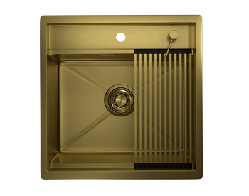 Granula-KS-5051, ЗОЛОТО САТИН, стальная кухонная мойка KITCHEN SPACE — фото 2, Кухонные мойки
