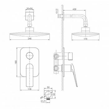 Душевая система Lemark Allegro LM5929CW Хром — фото 2, Встраиваемые душевые комплекты
