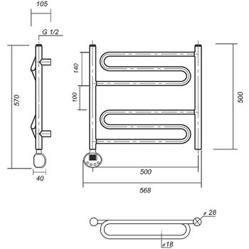 Электрический полотенцесушитель Domoterm Офелия П6 500x500 АБР EL Античная бронза — фото 2, Электрические полотенцесушители