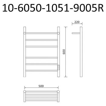 Электрический полотенцесушитель Маргроид Вид 10 600x500 10-6050-1051-9005R с полкой правый Черный ма — фото 4, Электрические полотенцесушители