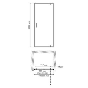 Elbe 74P27 Душевая дверь — фото 3, Душевые двери в нишу