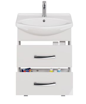 Тумба ALDA, 65 см , подвесная/напольная, 2 ящика. белый глянец, под ум. Лагуна 65 — фото 5, Тумбы под раковину