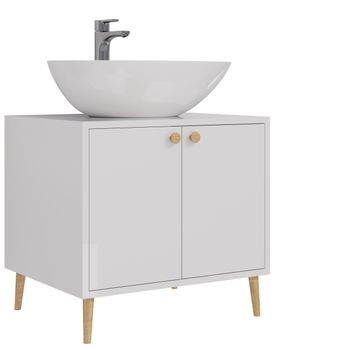 Тумба LUNO, 60см, напольная, 2дв., белый глянец, под ум. Триумф — фото 9, Тумбы под раковину