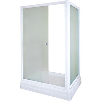 Душевой уголок Radomir Верчелли 121x84 L 1-03-1-1-0-0121 с поддоном профиль Белый стекло матовое — фото 1, Прямоугольные душевые уголки