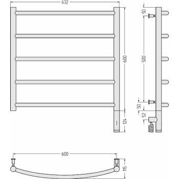 Электрический полотенцесушитель Сунержа Галант 3.0 600x600 R 31-5801-6060 Черный матовый — фото 3, Электрические полотенцесушители