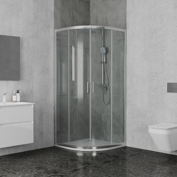 Душевой уголок Ambassador Kingston 90х90 114011104 профиль Хром стекло прозрачное — фото 2, Душевые уголки четверть круга