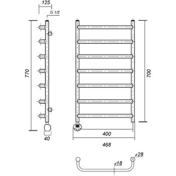 Электрический полотенцесушитель Domoterm Стефано П7 400x700 АБР EL Античная бронза — фото 2, Электрические полотенцесушители