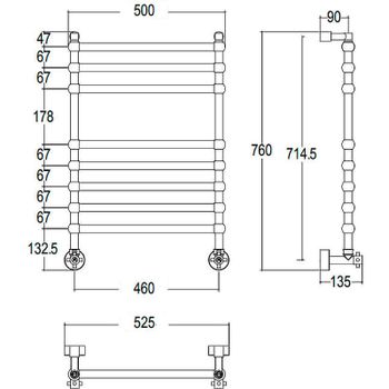 Водяной полотенцесушитель Margaroli Sole 464TS4708CR Хром — фото 2, Водяные полотенцесушители