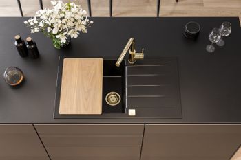 Мойка для кухни ALVEUS GRANITAL CADIT 40 CARBON - G91 860 X 500 1X в комплекте с сифоном 1132823, — фото 4, Кухонные мойки