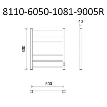 Электрический полотенцесушитель Маргроид Вид 81-10 профильный 600x500 8110-6050-1081-9005R правый Че — фото 6, Электрические полотенцесушители