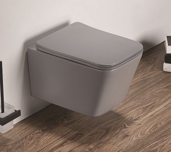 Унитаз CeramaLux 5170MH подвесной Светло-серый матовый с сиденьем Микролифт — фото 3, Подвесные унитазы