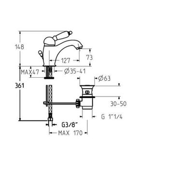 Смеситель для раковины Gattoni Orta 2746/27C0 OLD Хром — фото 2, Смесители для раковины