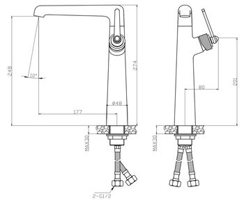 Смеситель "Bangkok Gun metal" д/рак, высокий, арт. BG25GM — фото 2, Смесители для раковины