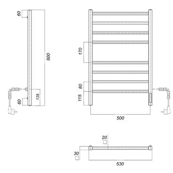 Электрический полотенцесушитель Domoterm Квадро DMT Квадро П8 500x800 EK R Белый матовый — фото 2, Электрические полотенцесушители