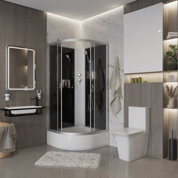 Душевая кабина Niagara Classic NG-3501-14BK (90х90х200) средний поддон(26см),стекло тонированное,4 м — фото 3, Душевые кабины