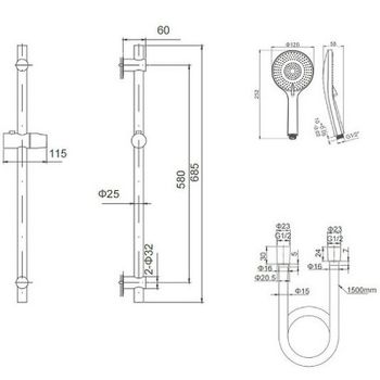 Душевой гарнитур Caprigo Don 98-570-CRM Хром — фото 2, Душевые гарнитуры