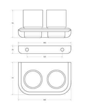 Стакан подвесной двойной CEZARES LINER-TUMDS-GM — фото 3, Аксессуары для раковины