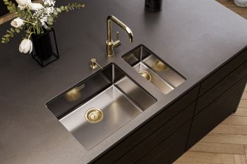 Мойка для кухни KOMBINO 50 MONARCH ANTRACITE SAT-90 542X442X195 U в компл. с выпуском без сифона, — фото 4, Кухонные мойки