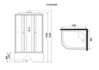 Душевая кабина Niagara Eco E120/80/40R/TN (120х80х215) высокий поддон(40см),стекло тонированное,4 ме — фото 4, Душевые кабины