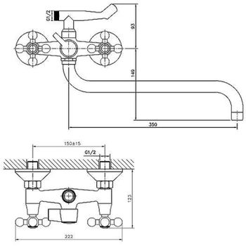 Смеситель для ванны Haiba HB2619-2 универсальный Хром — фото 2, Смеситель для ванны