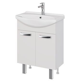 Тумба ALDA D, 65 см , подвесная/напольная, 2 дверцы, белый глянец, под ум. Лагуна 65 — фото 1, Тумбы под раковину