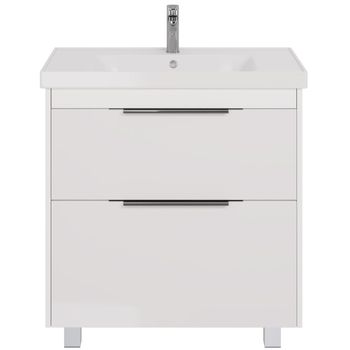 Тумба PRIME, 90 см, подвесная/напольная, 2 ящика, белый глянец — фото 2, Тумбы под раковину