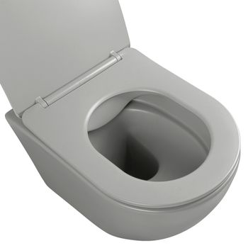 Унитаз подвесной безободковый AQUATEK ЕВРОПА AQ1901-MG 525*360*320мм, матовый серый, тонкое сиденье  — фото 3, Подвесные унитазы