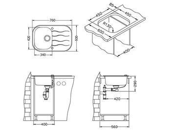 Мойка для кухни WAVE 20 (Цвет под заказ) 760X5001X, в компл.с сиф. 1127251 — фото 1, Кухонные мойки