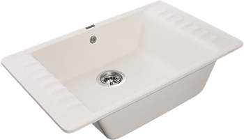 GRANFEST Мойка QUARZ 71 1-чаша+крыло 760*480мм белый арт.GF-ZW- — фото 2, Кухонные мойки