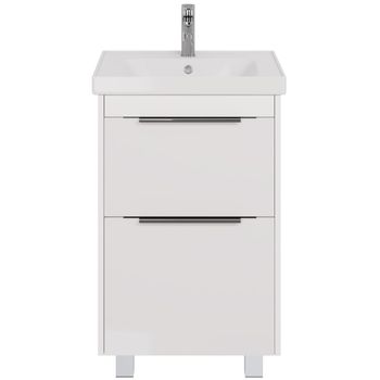 Тумба PRIME, 60 см, подвесная/напольная, 2 ящика, белый глянец — фото 2, Тумбы под раковину