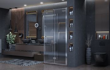 Душевой уголок Ambassador Diamond 90х90 12011105R профиль Хром стекло прозрачное — фото 4, Квадратные душевые уголки