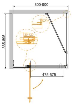 Душевой уголок CEZARES SLIDER-AH-1-90-80/90-GRIGIO-NERO — фото 3, Душевые уголки