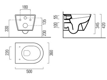 Унитаз GSI Kube X 50/F 941611 подвесной без сиденья — фото 2, Подвесные унитазы