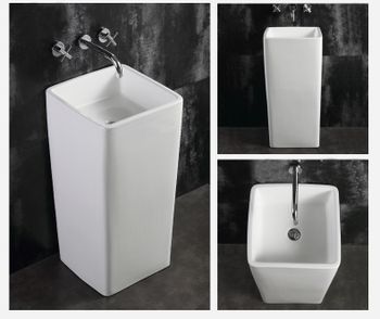 Раковина CeramaLux 40 P7005L Белая — фото 2, Раковины напольные