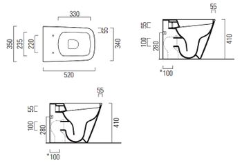 Унитаз GSI Nubes 961011 приставной без сиденья — фото 2, Приставные унитазы