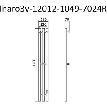 Электрический полотенцесушитель Маргроид Inaro3v 1200x150 Inaro3v-12012-1049-7024R правый Графитовый — фото 2, Электрические полотенцесушители