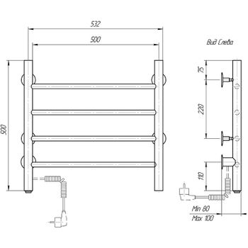 Электрический полотенцесушитель Domoterm Классик DMT 109-4 50x50 EK L Хром — фото 2, Электрические полотенцесушители