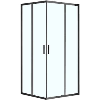 Душевой уголок Azario Milton 100x100 AZ-ND1142 1000 Black профиль Черный стекло прозрачное — фото 1, Квадратные душевые уголки