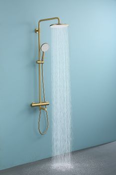 Душевая система Raglo R20.26.03 с термостатом Золото матовое — фото 9, Душевые стойки