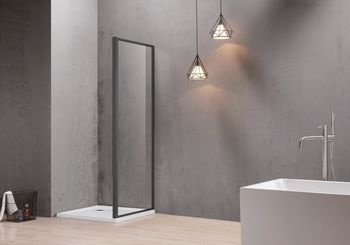 AQ ARI WA 09020BL Неподвижная душевая стенка 900x2000, для комбинации с дверью, профиль черный, стек — фото 3, Боковые стенки