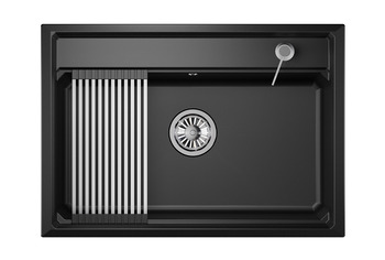 Granula-KS-7301, ШВАРЦ (чёрный металлик), кухонная мойка, кварц — фото 1, Кухонные мойки