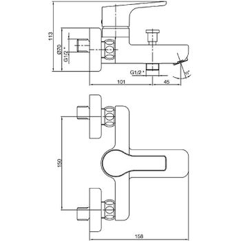 Смеситель для ванны E.C.A. Luna 102802450EX Золото — фото 2, Смеситель для ванны
